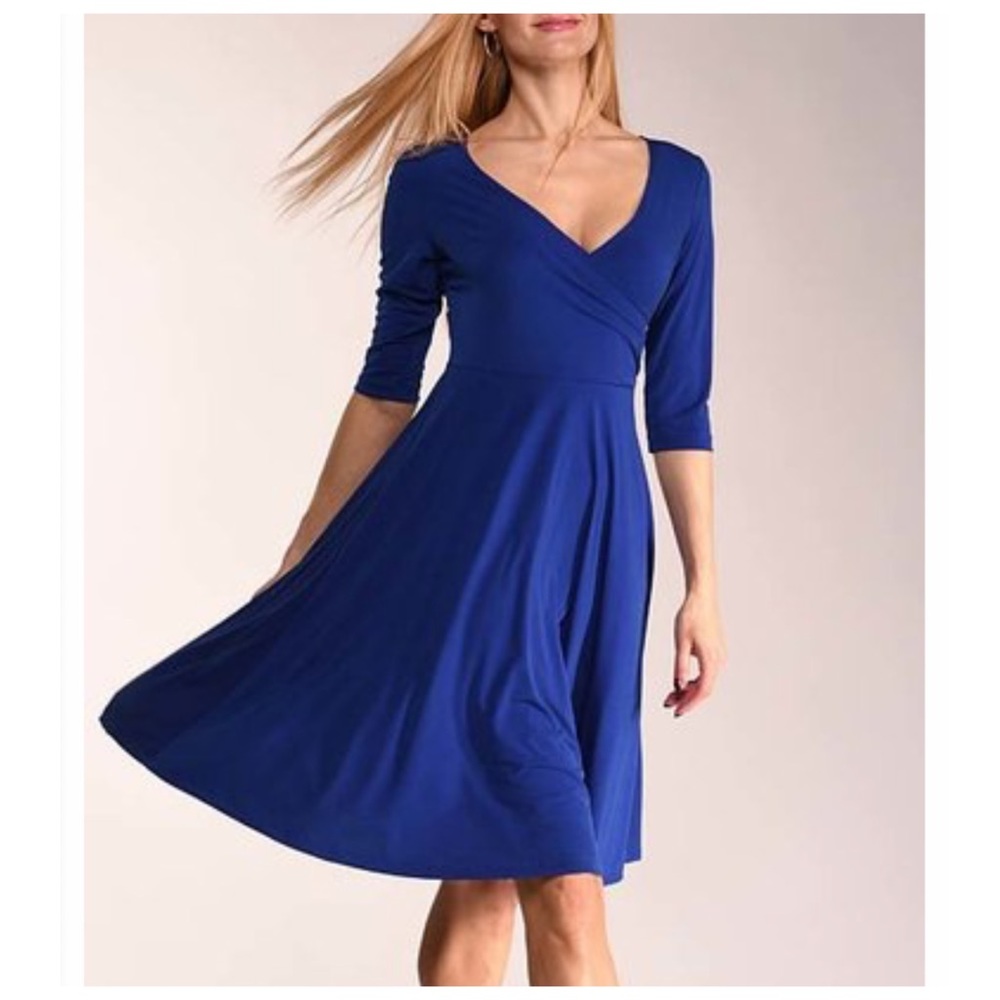 Purple A-line, V Neck, Wrap Dress
